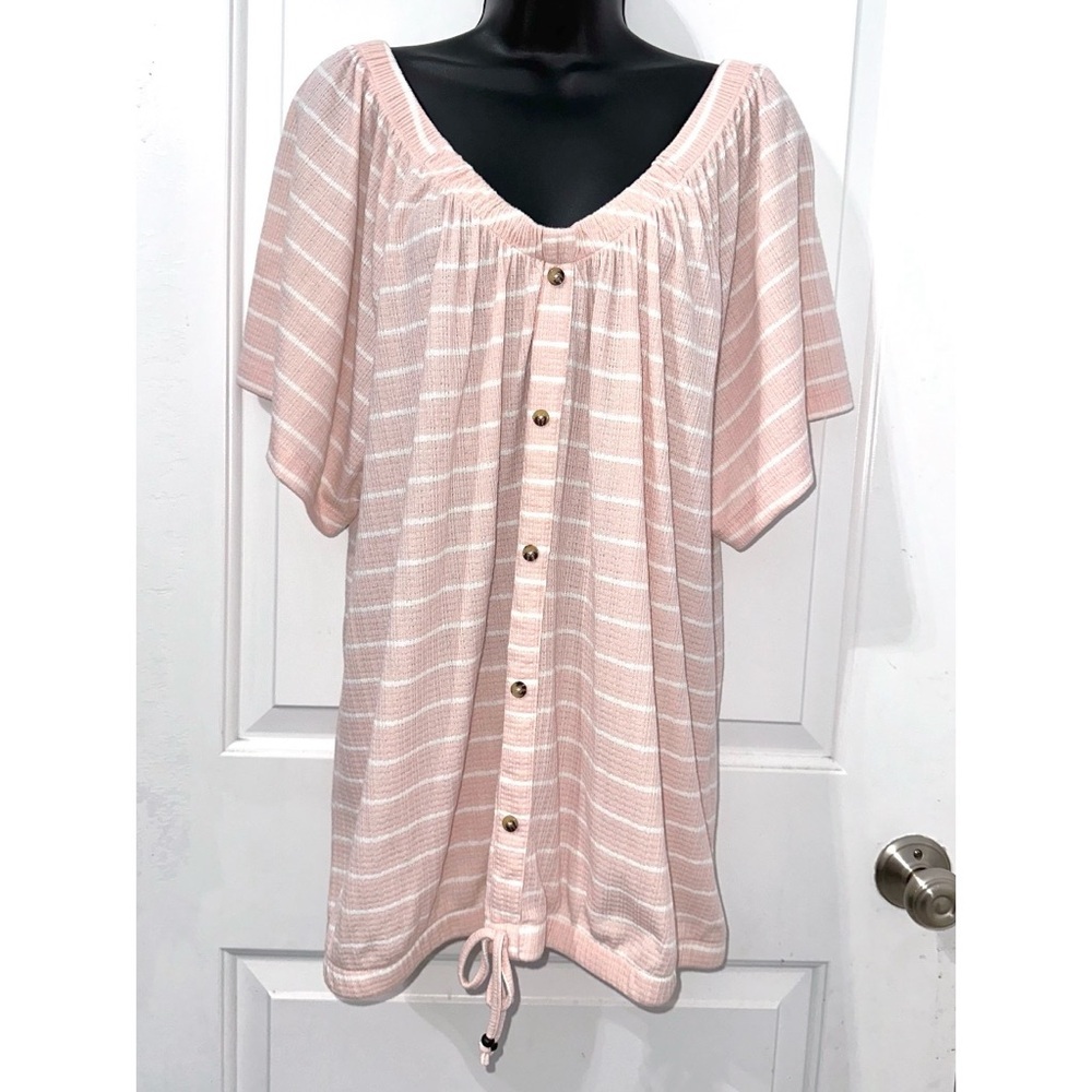 Lee brand pink striped short-sleeve top
